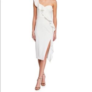 Aidan Mattox One-Shoulder Crepe Dress White 4